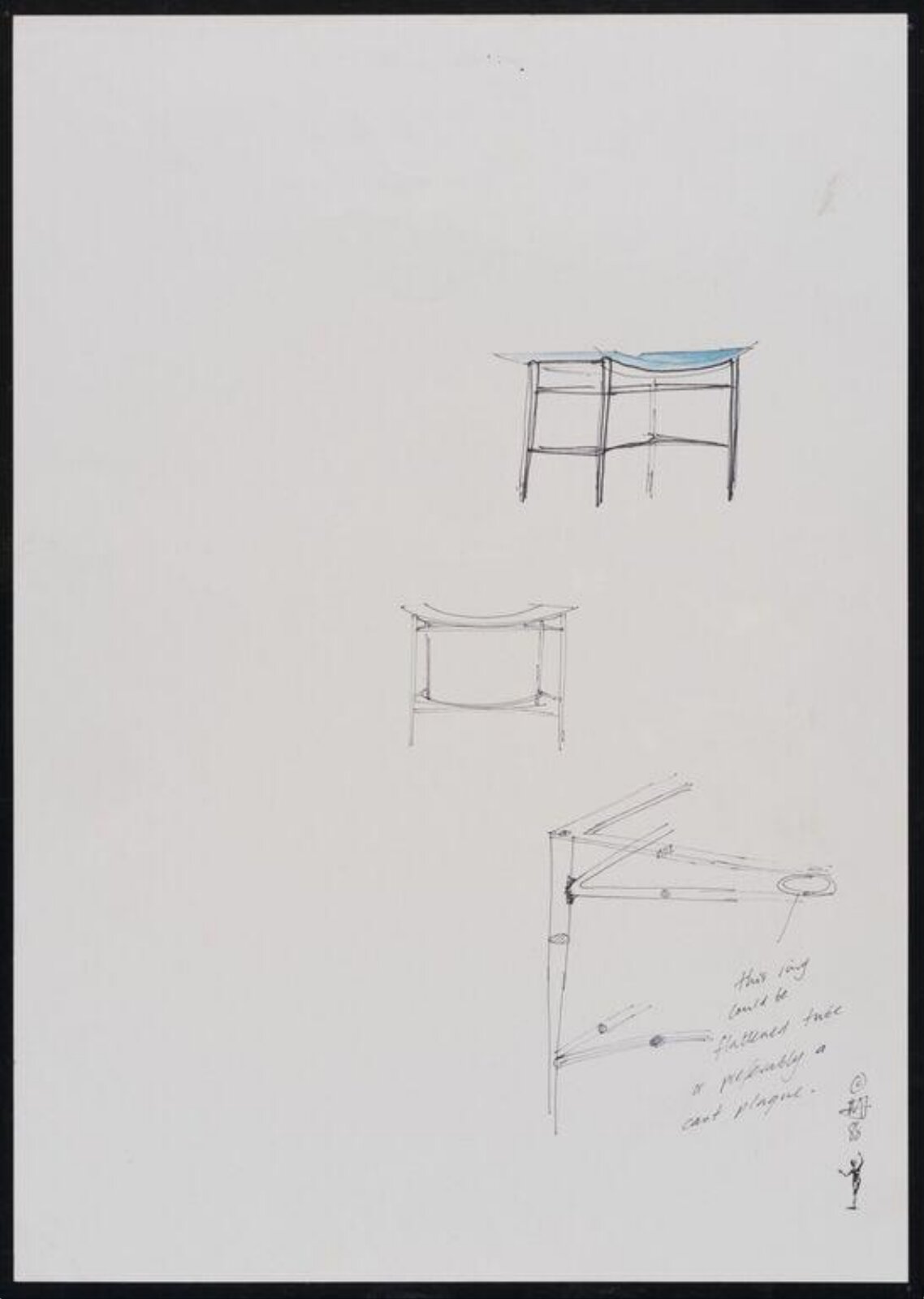 Preparatory sketches (3) for Studio Collection stool, Nick Allen, 1988