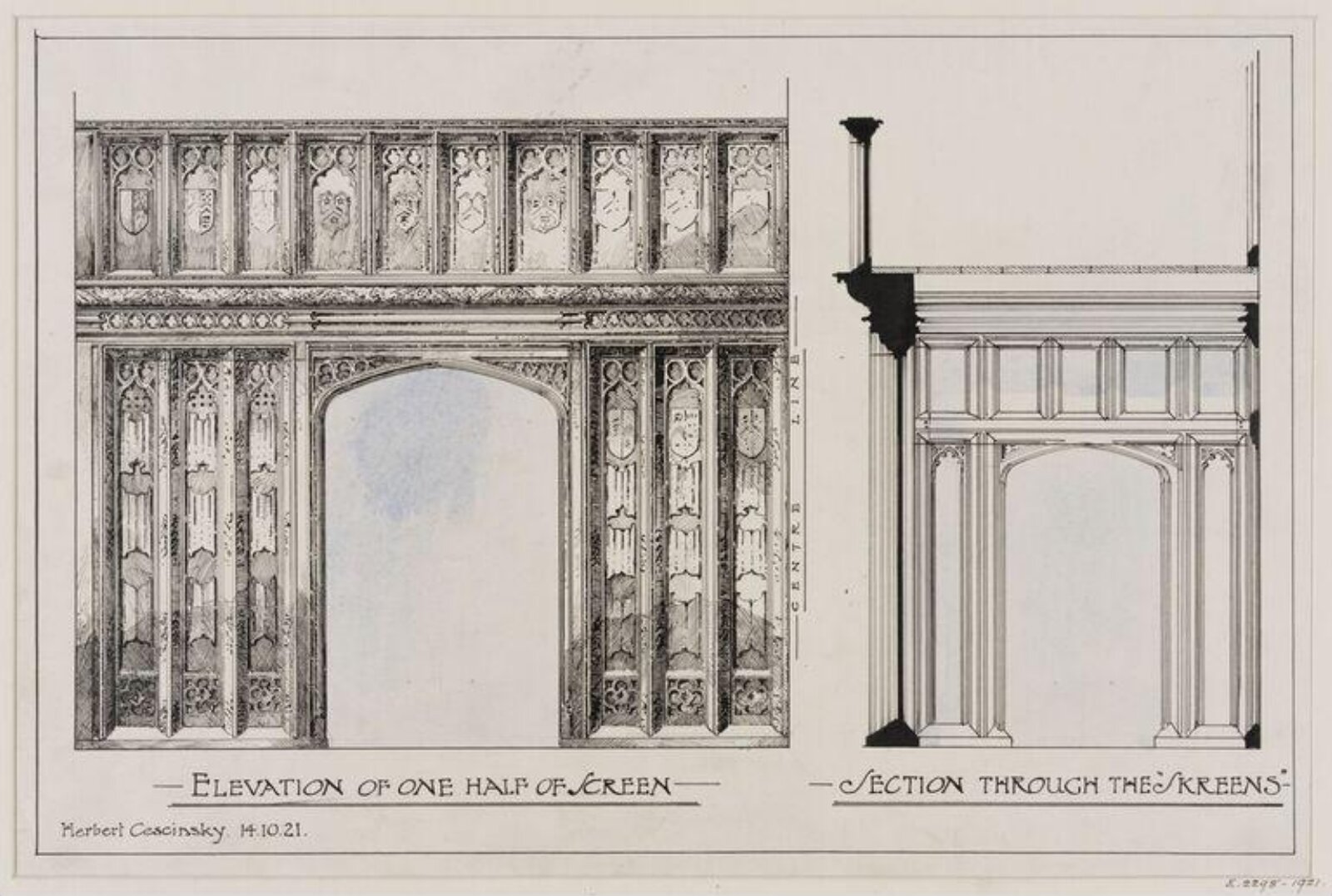 Drawing, Herbert Cescinsky, 14/10/1921