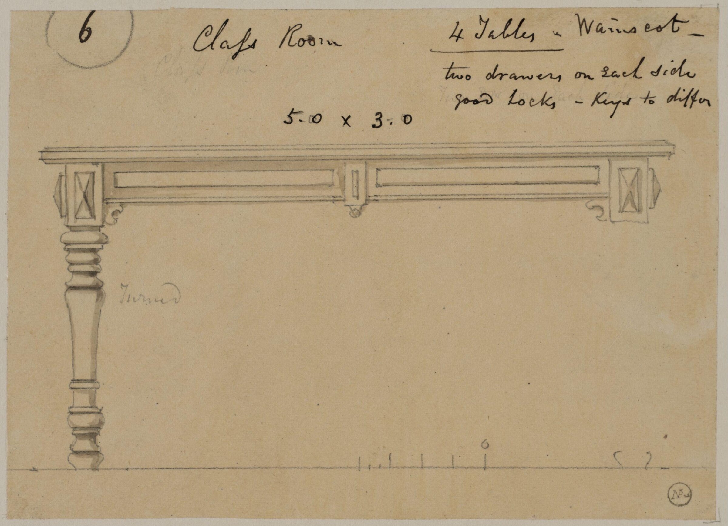 Designs for furniture for Kneller Hall, London, James Crabb, mid 19th century