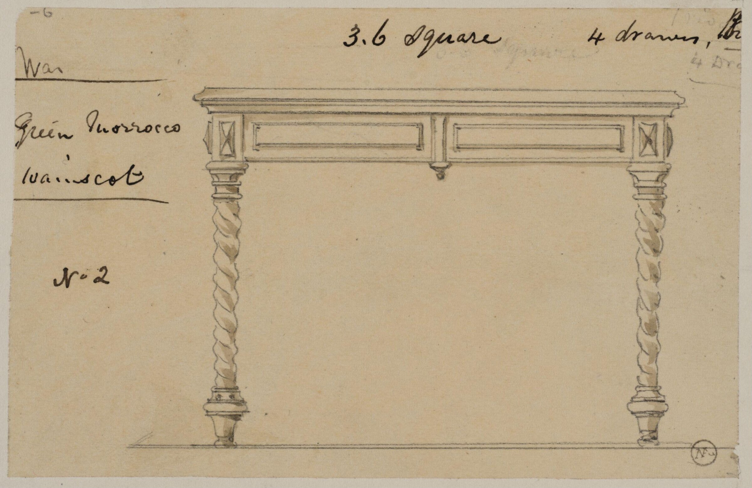 Designs for furniture for Kneller Hall, London, James Crabb, mid 19th century