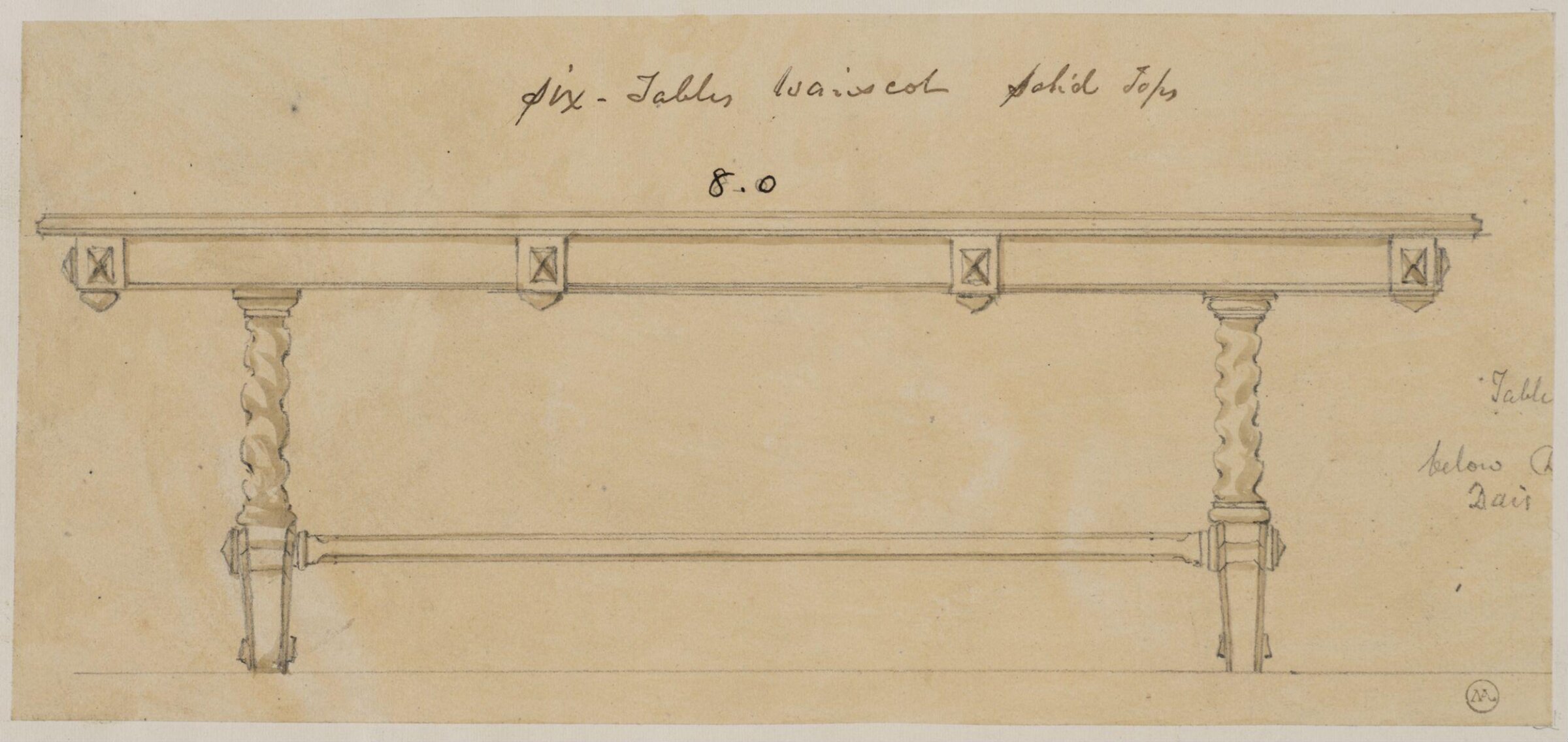 Designs for furniture for Kneller Hall, London, James Crabb, mid 19th century