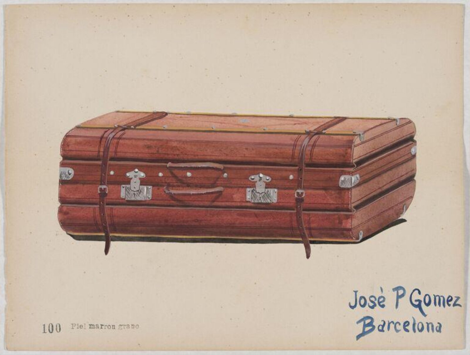 Design for a leather suitcase, Jose P. Gomez, about 1930