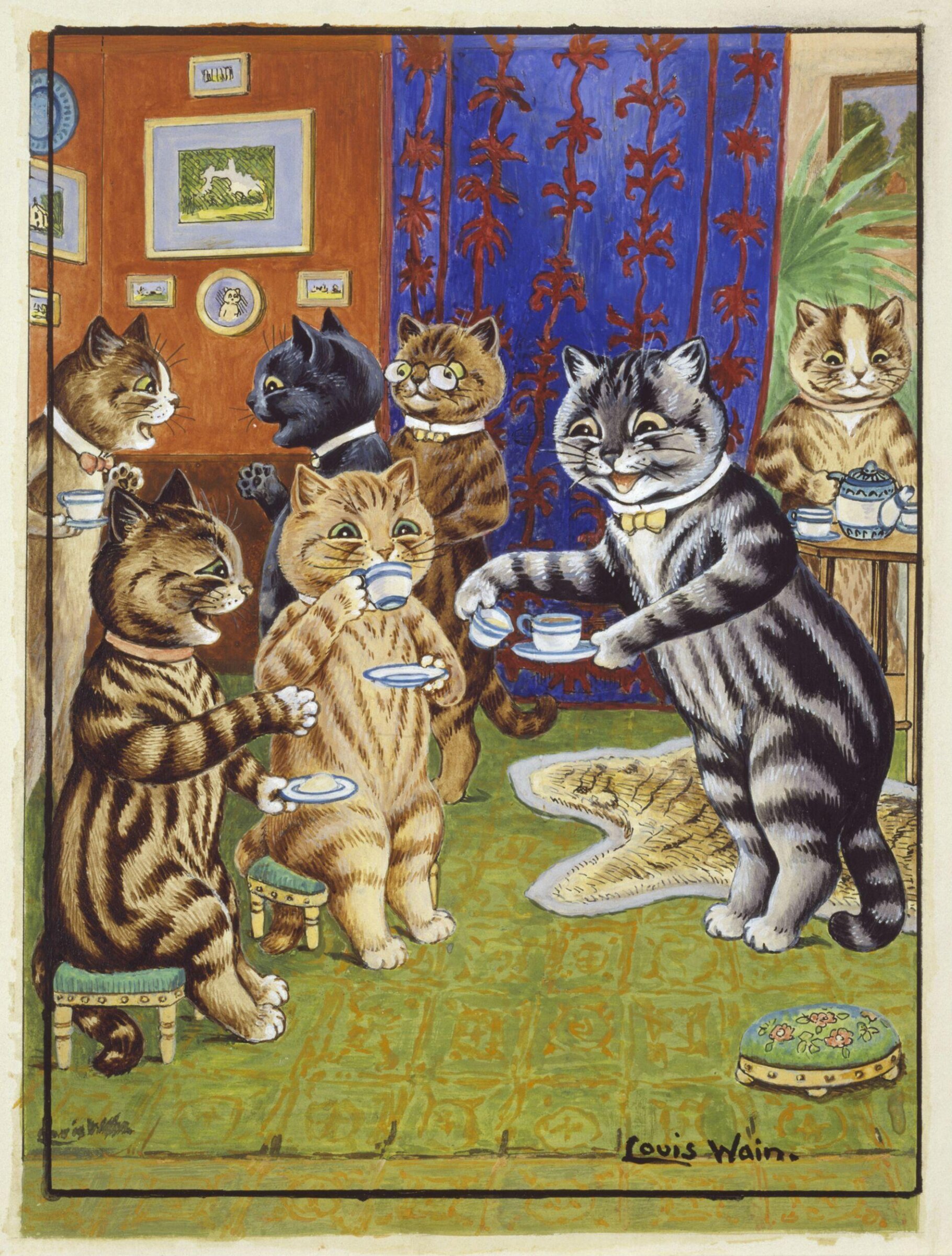 Afternoon at Home, Louis William Wain, 1st quarter 20th century