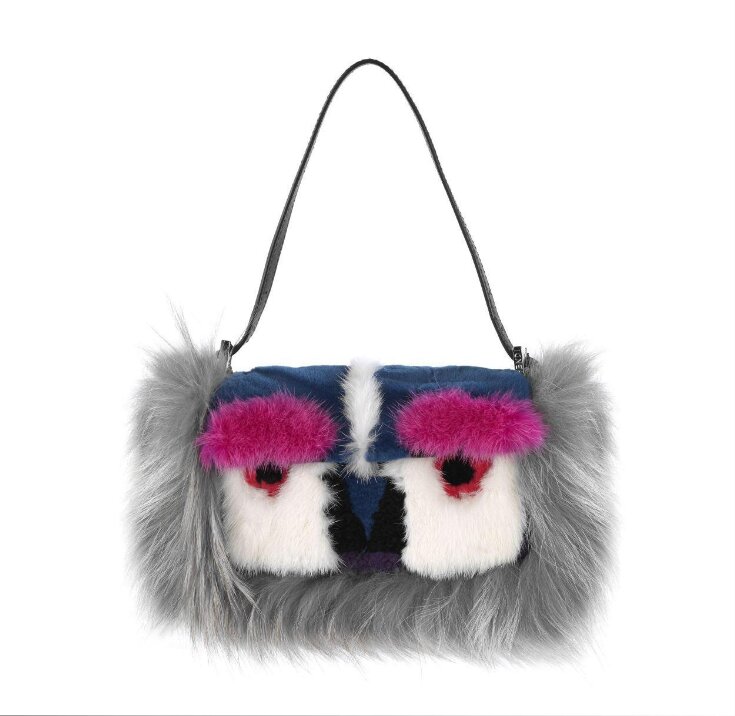 Fendi 'By The Way' back in black leather with fur Bag Bug. Street