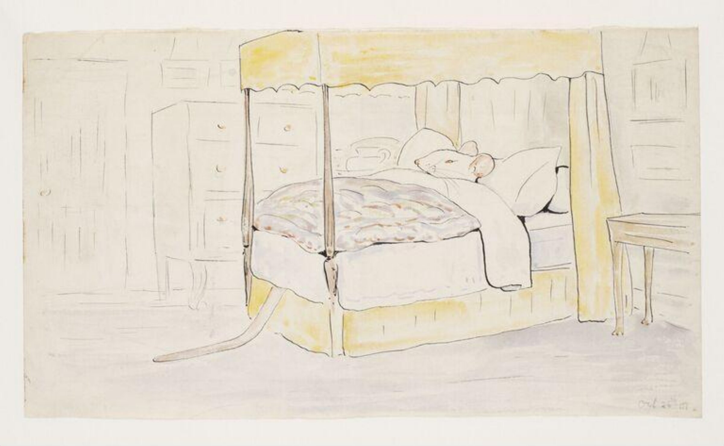 A white mouse in a four-poster bed, 26/10/1901
