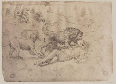 A man attacked by a lion