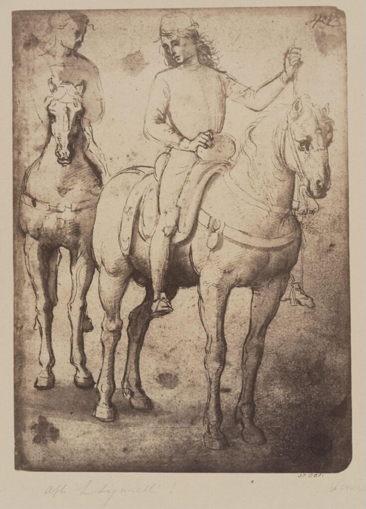 Two men on horseback image
