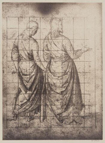 Study of two draped men from the back