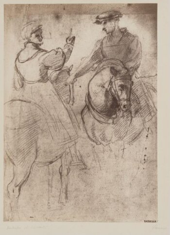 Chalk study:  Two equestrian figures