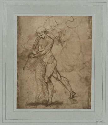 Study of a male figure carrying a flag