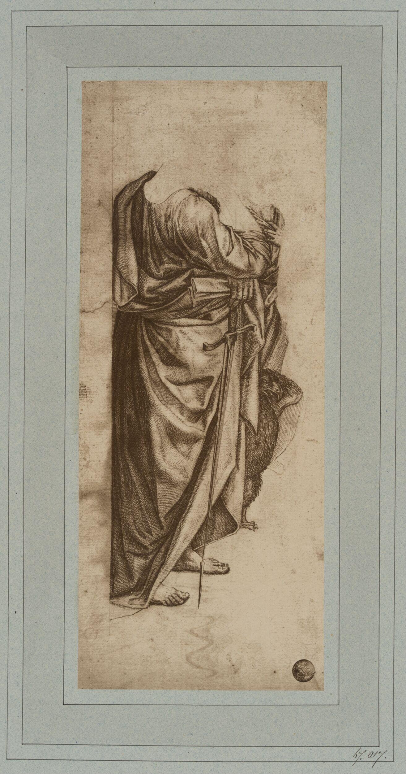 Study for the drapery of St. Paul for the painting of St. Cecilia in the Academy of Bologna