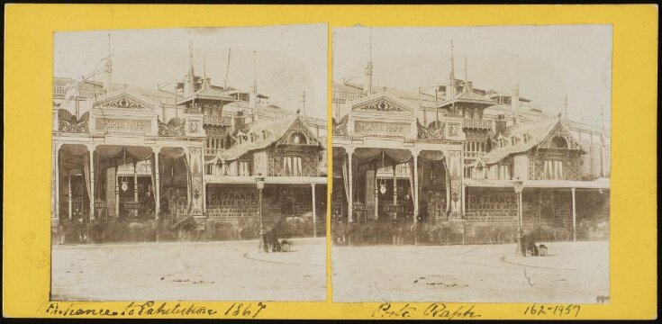 Stereoscopic photograph depicting the entrance to the Paris International Exhibition, 1867 top image