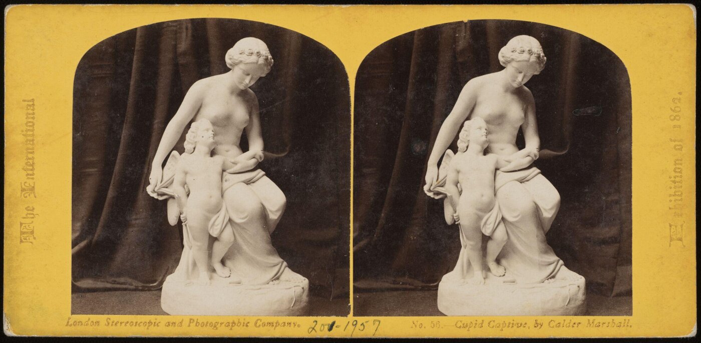 William England, Stereograph of 'Cupid Captive', a sculpture by Calder Marshall