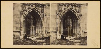 Stereoscopic photograph of Melrose Abbey