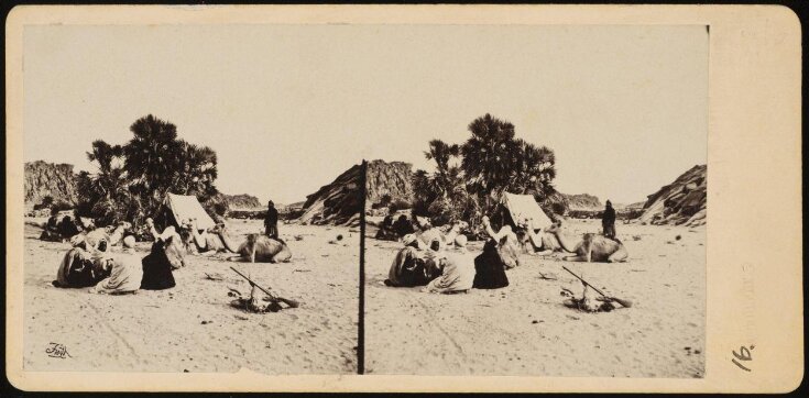 Stereoscopic photograph of an encampment top image