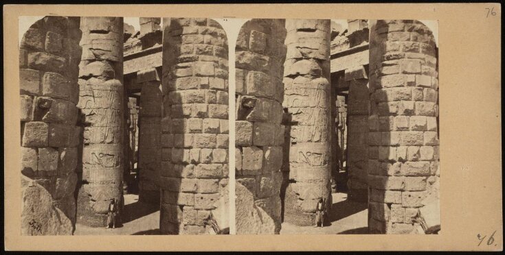 Stereoscopic photograph of the Temple of Karnac (or Karnak) in Thebes top image