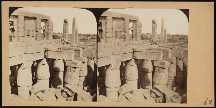 Stereoscopic photograph of the Temple of Karnac (or Karnak) in Thebes top image