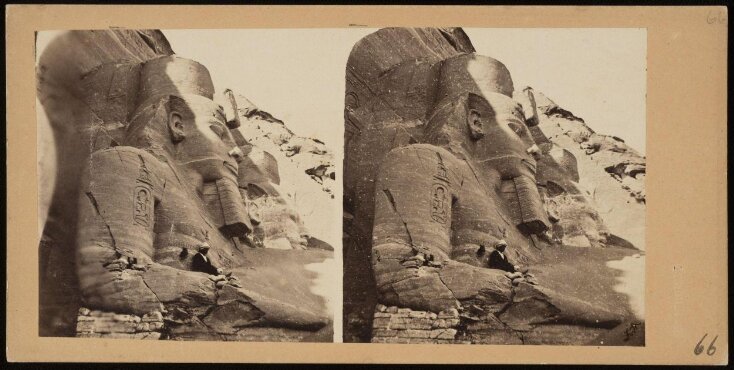Stereoscopic photograph of the Colossal Statue of Ramesses in Thebes top image