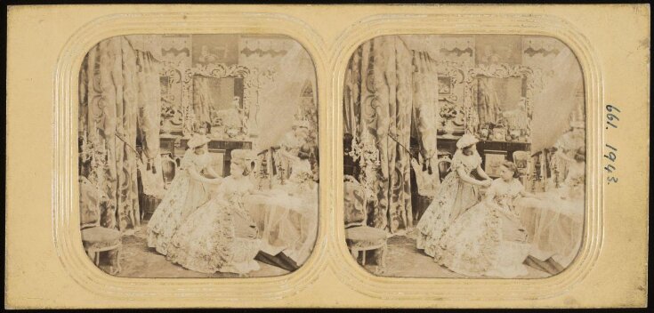 'Toilet scene' with a maid attending to lady at dressing table top image