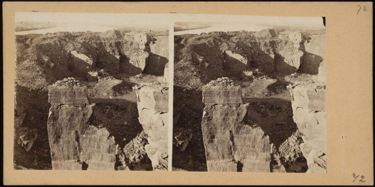 Stereoscopic photograph of the sandstone quarries at Hagar top image