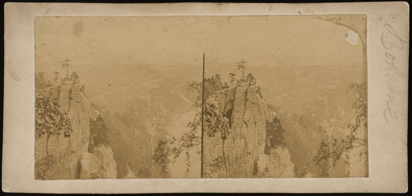 Unknown, Stereoscopic photograph depicting a landscape in Bohemia