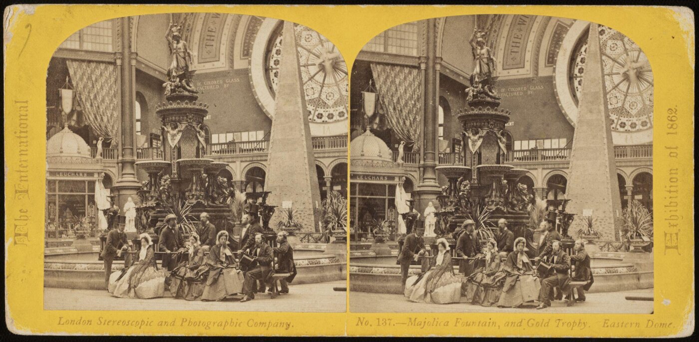 Unknown, The Majolica fountain and Gold Trophy in the Eastern Dome at the 1862 Great Exhibition