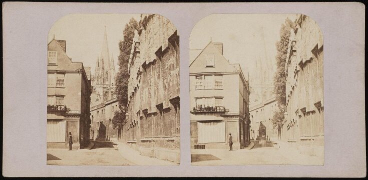 Stereoscopic photograph of St. Mary's Church and Oriel College in Oxford top image