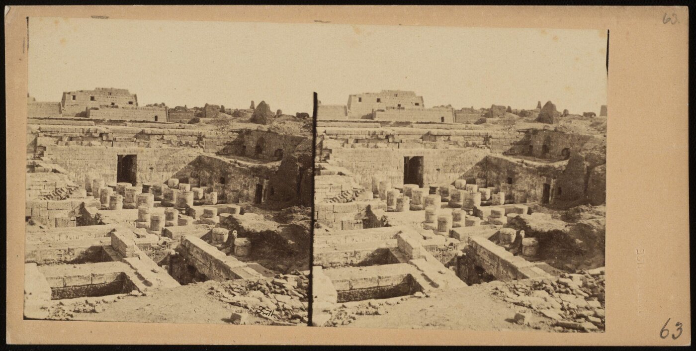 Francis Frith, Stereoscopic photograph of the Temple of Medinet Habu in Thebes