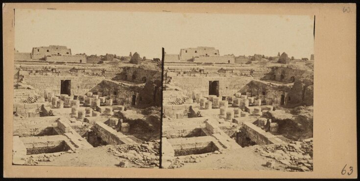 Stereoscopic photograph of the Temple of Medinet Habu in Thebes top image