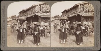 Pilgrim-beggars beating their gongs