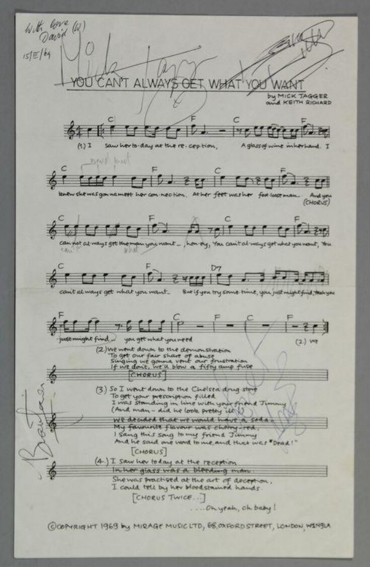 You Can't Always Get What You Want sheet music top image