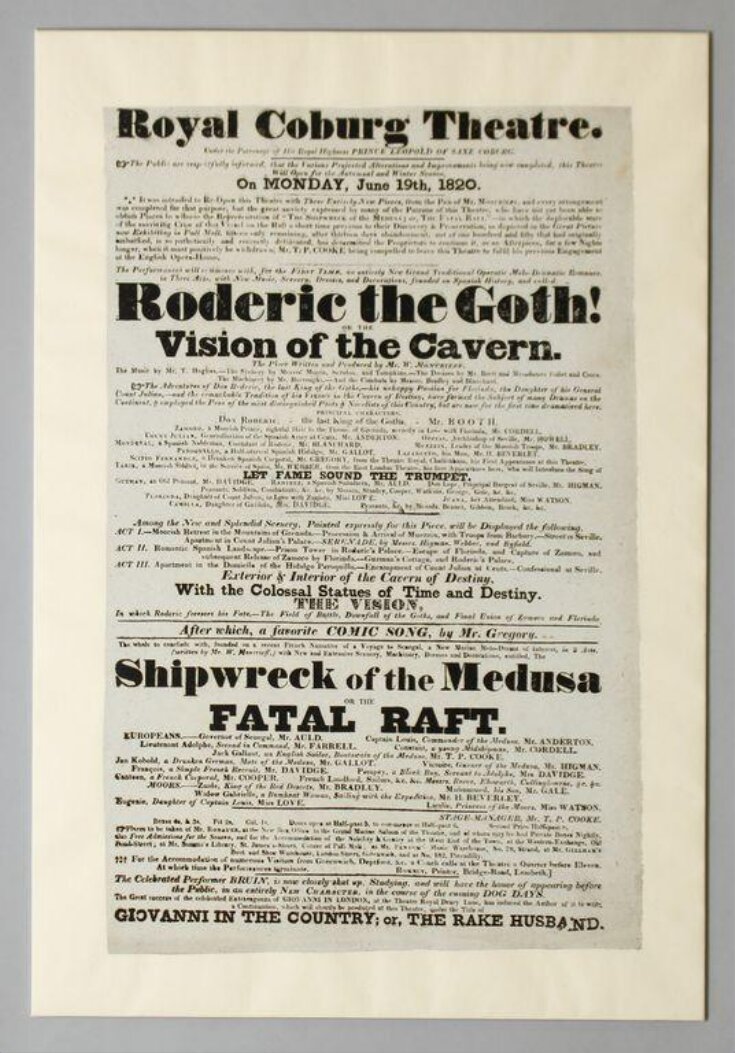 Roderic the Goth!; or, the Vision of the Cavern and The Shipwreck of the Medusa; or, the Fatal Raft top image