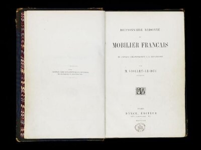Dictionnaire  raisonné du mobilier français de l'époque  carlovingienne à la Renaissance