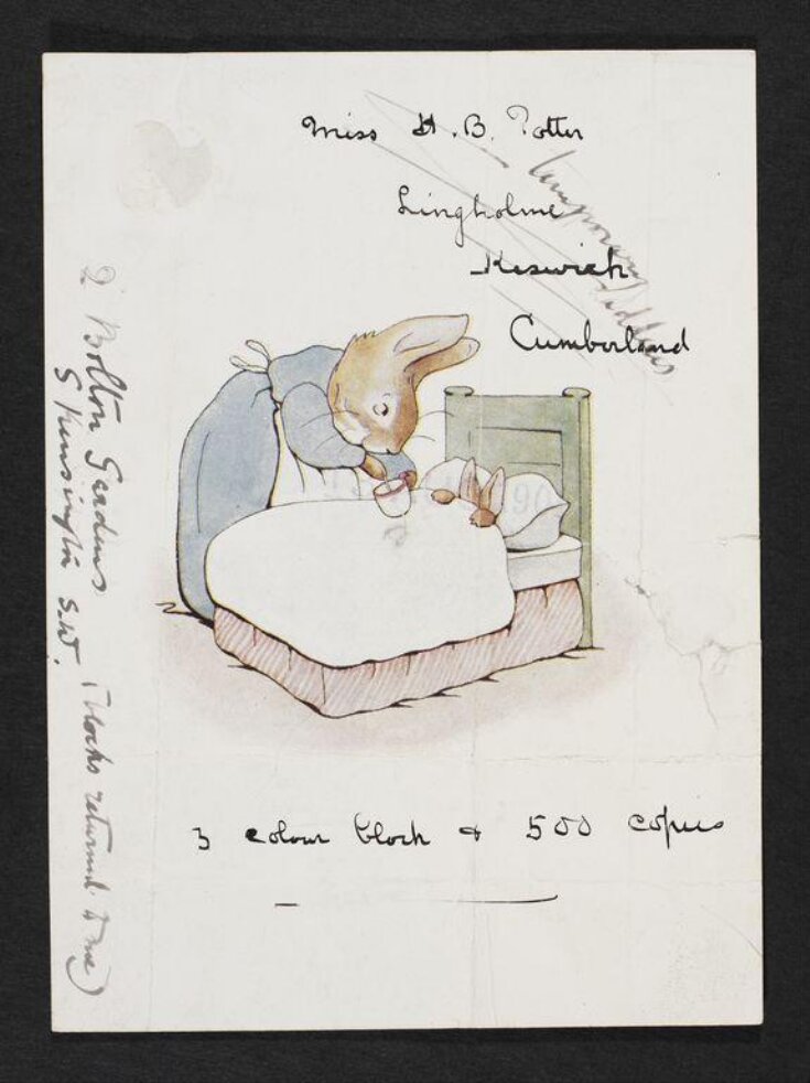 Printer's proof of the coloured frontispiece of 'Peter Rabbit' image