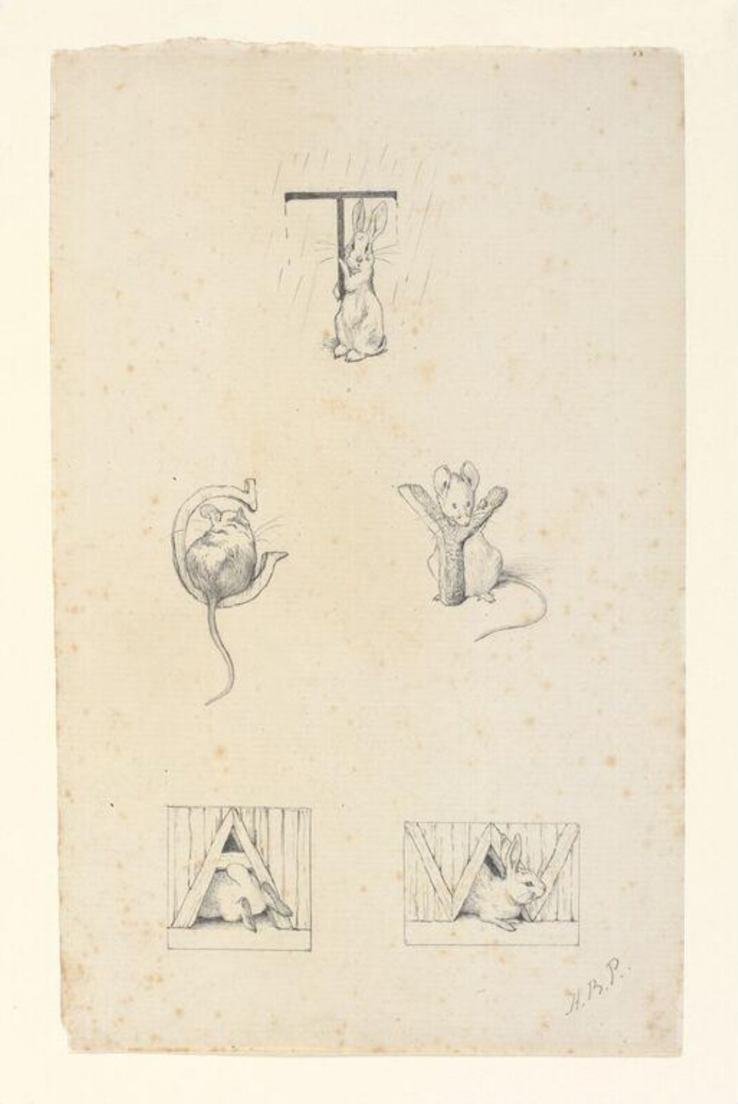 Alphabet designs, Beatrix Potter, ca.1895