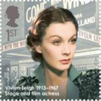 Postage stamp featuring an image of Vivien Leigh (1913-1967) featuring a photograph by Alexander Stewart, known as Sasha (1892-1953). Issued by the Royal Mail in 2013