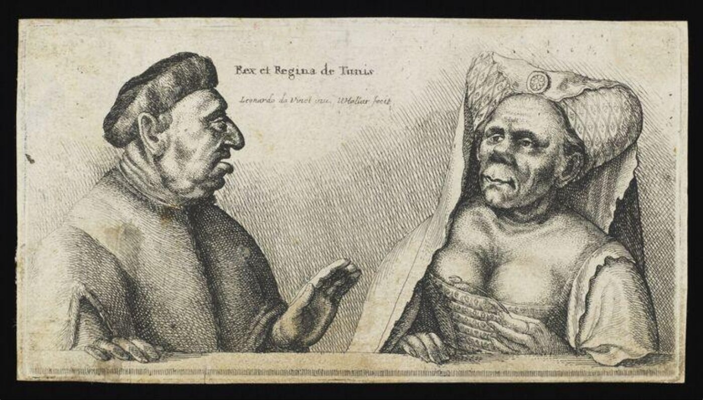 Wenceslaus Hollar, Rex et Regina de Tunis. After Leonardo da Vinci.