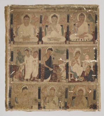 Copy of painting in the caves of Ajanta (Cave 19)