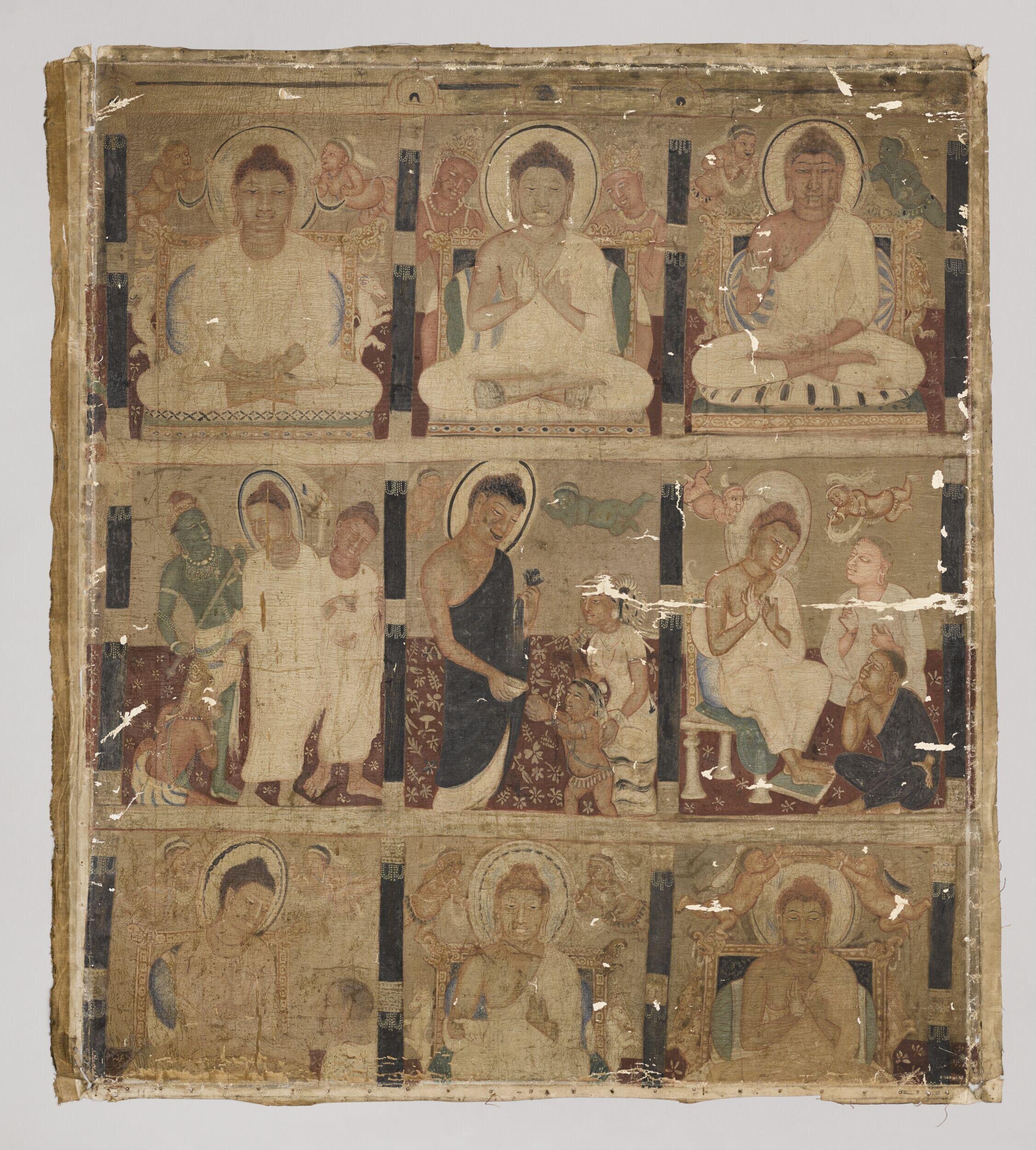 Copy of painting in the caves of Ajanta (Cave 19)
