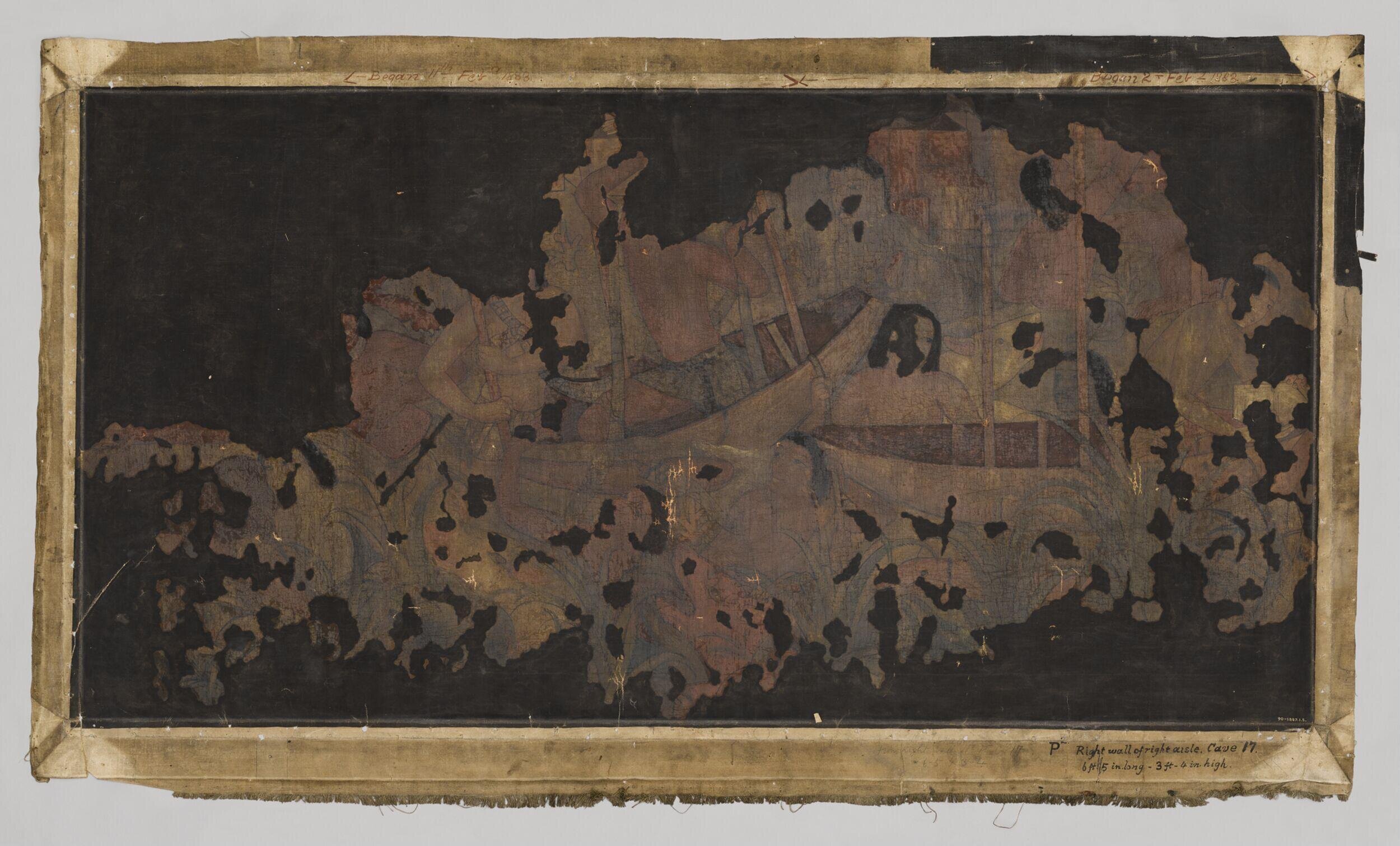 Copy of painting in the caves of Ajanta (Cave 17)