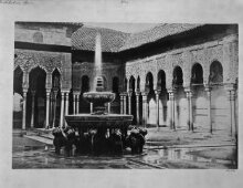Court of the Lions: fountain with water, north gallery and west pavilion (Alhambra) thumbnail 1