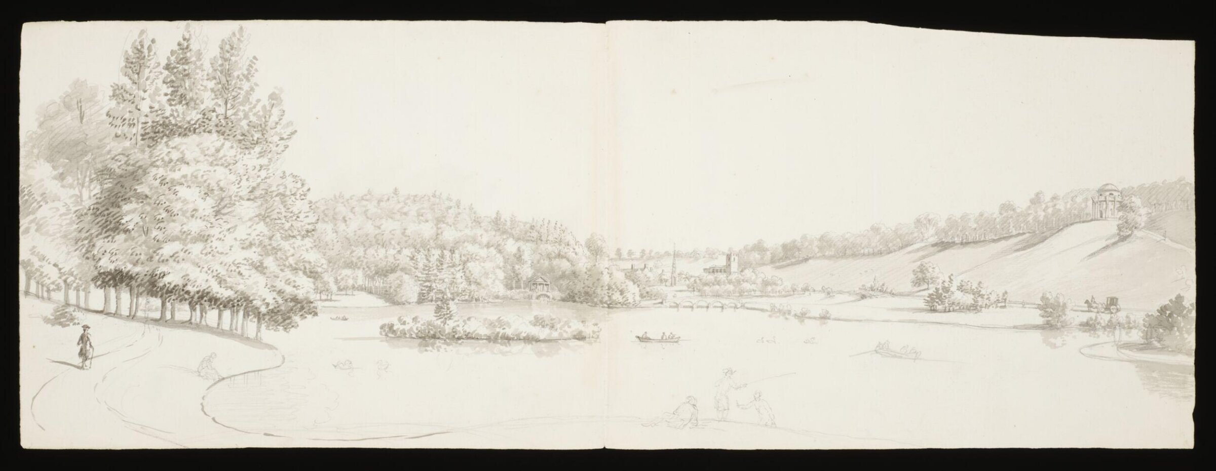 Gardens at Stourhead from ye Pantheon, Coplestone Warre Bampfylde, c.1770 to c.1780