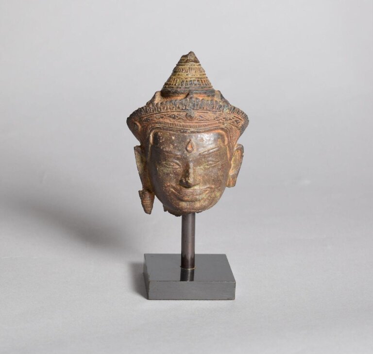 Head of Siva, cast bronze sculpture, early 12th century, Cambodia at the Victoria and Albert Museum