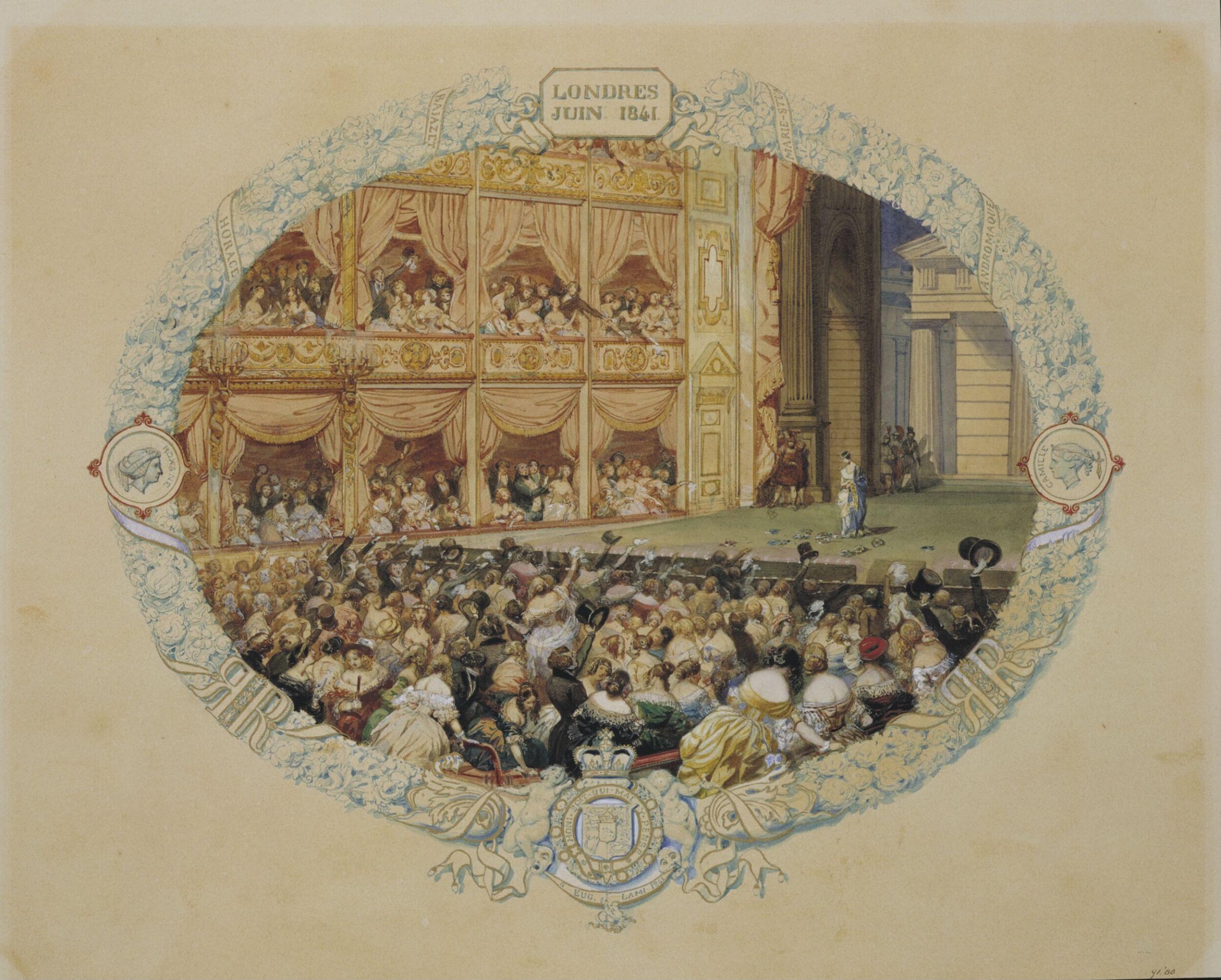Interior of Her Majesty's Theatre, Lami, 1841