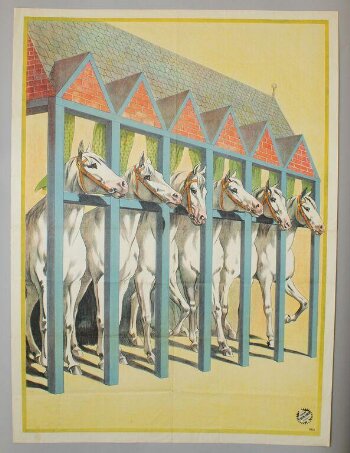 Stock poster advertising horses in a circus menagerie