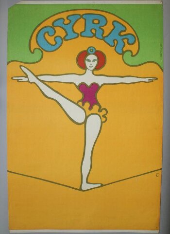 Dancer on Tightrope. Poster advertising Polish circus 