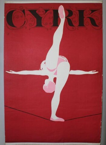 Woman on Tightrope. Poster advertising Polish circus 