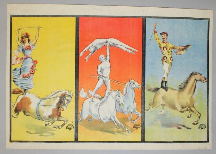 Printer's proof of circus posters advertising equestrian performers top image