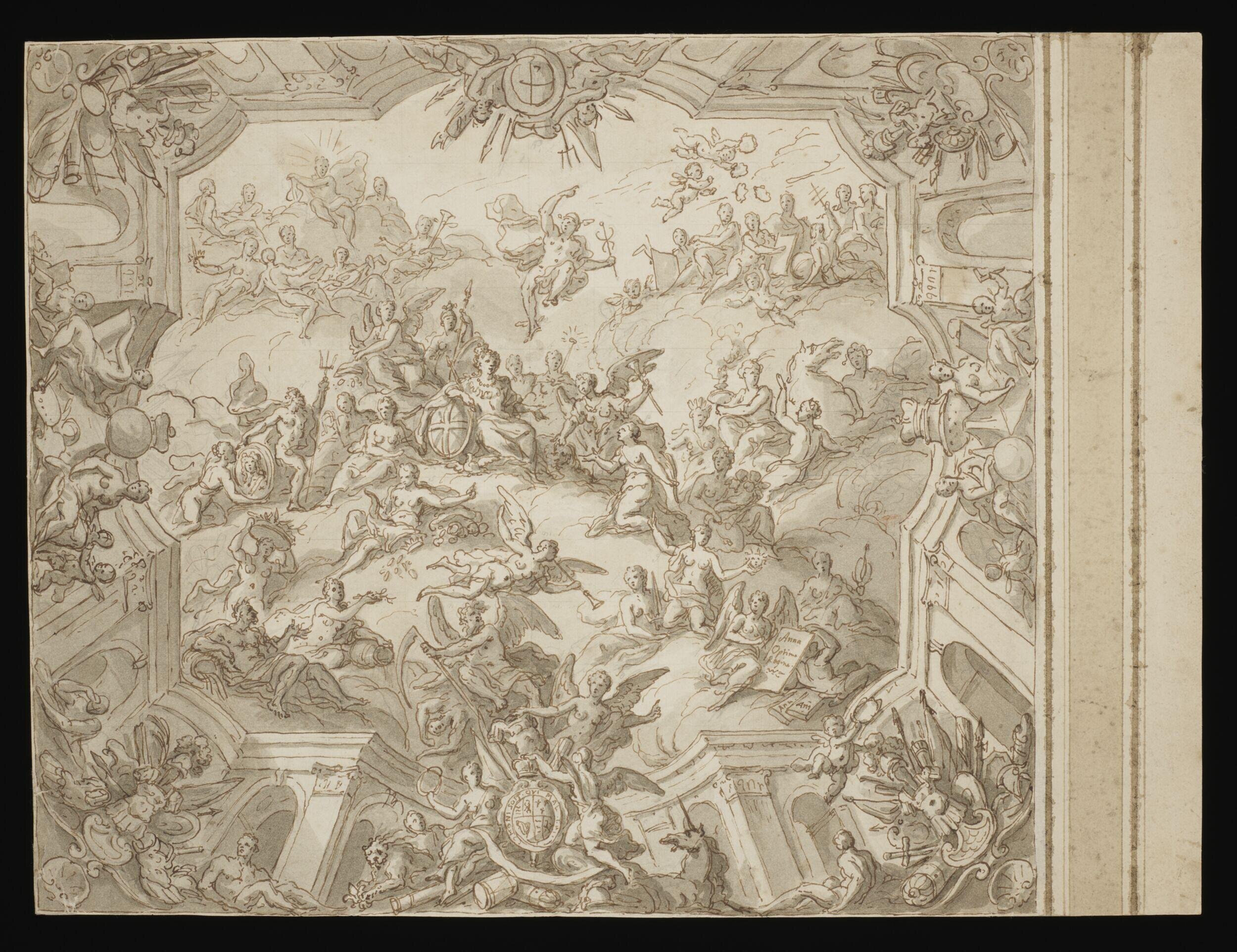 Preliminary design for the ceiling of the Upper Hall at Greenwich