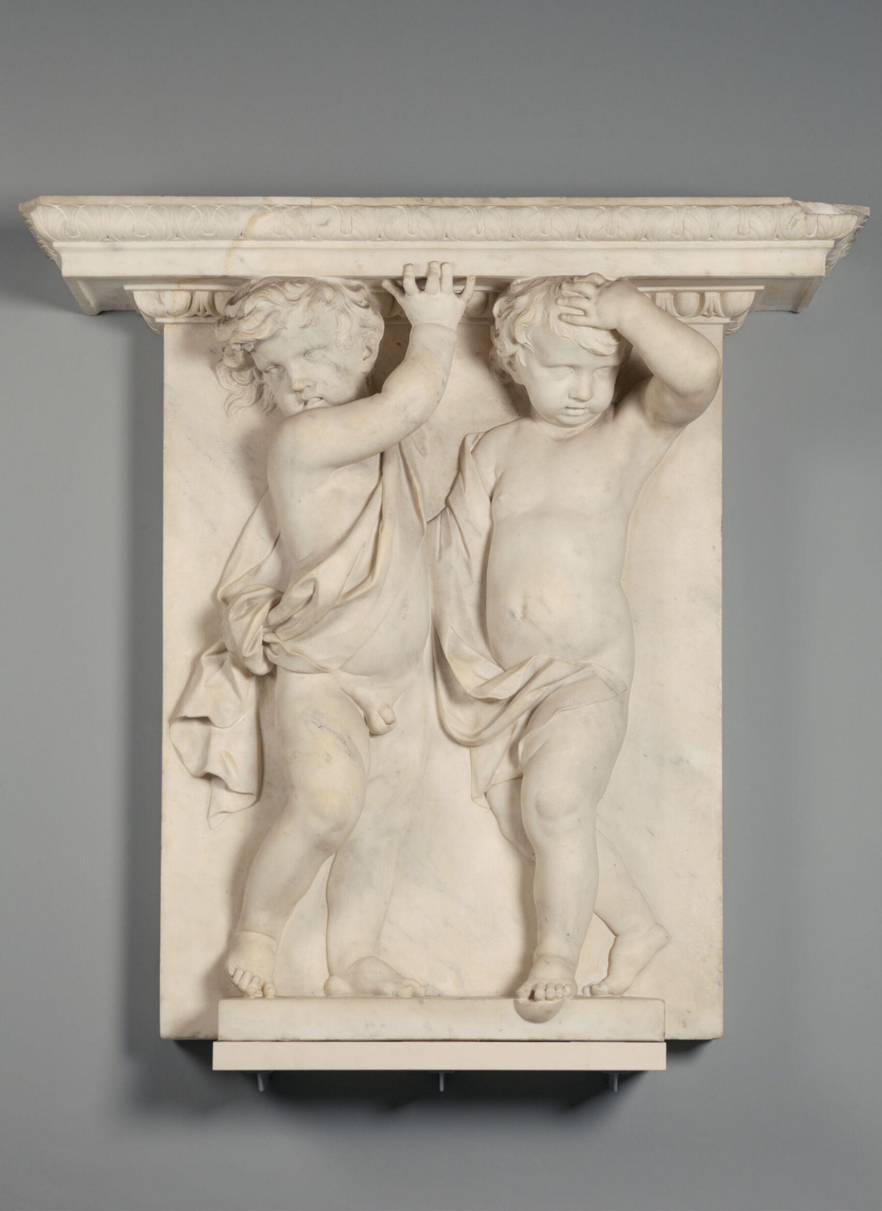 Two Putti supporting and Architrave, possibly John Michael Rysbrack, ca. 1730